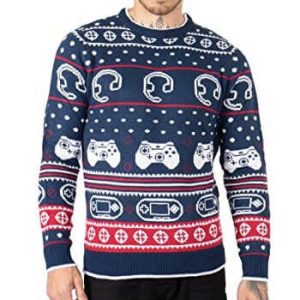 Online Gaming- Casque, Manette et Pad – Pull de Noël Jeu Vidéo