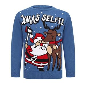 Père-Noël 2.0 – Bleu – Pull de Noël pour Enfant