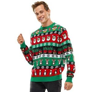 Petit Train du Père-Noël – Lasagnes Vert/Rouge/Noir – Pull de Noël pour Homme
