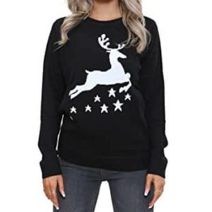 Éclat Renne – Étoiles Scintillantes – Pull Noël Femme