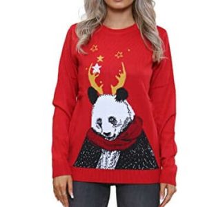 Panda Noël – Renifleur étoilé – Pull Noël Femme