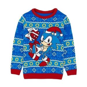 Sonic Speedy – Pull Bleu – Pull Noël Enfant