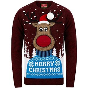 Renne au poil – Rodolphe col roulé bleu – Pull Noël Homme