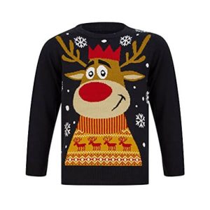 Renne couronné – Rodolphe couronne noir – Pull de Noël Enfant / Bébé