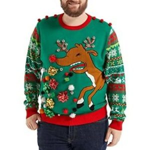 Renne vomito-Pull Noël 3D -Pull Noël Homme