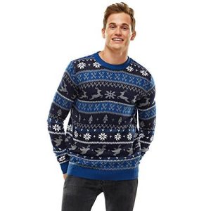 Rennes, Anges & Sapins – Marine/Bleu – Pull de Noël pour Homme