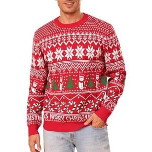 Rennes Joyeux – Pull Noël Rouge – Pull de Noël Homme