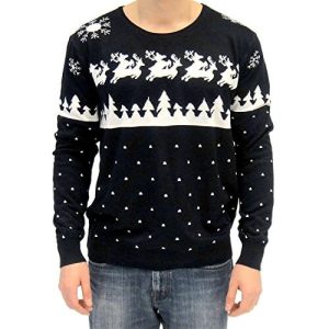 Rennes au Kamasutra – Motif vintage – Sapins et flocons de neige – Noir