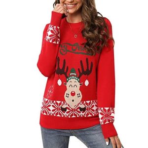 Rodolphe tâches de rousseur – Rodolphe, « Merry Christmas », rouge – Pull Noël Femme