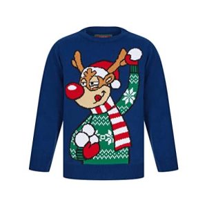 Rodolphe taquin – Rodolphe, boule de neige, bleu – Pull de Noël Enfant / Bébé