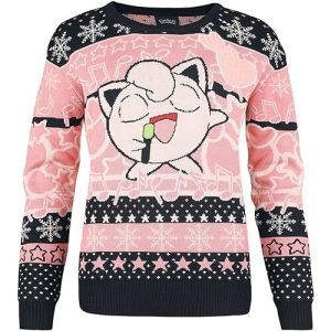 Rondoudou Déchaîné – Pull Rose Pokémon – Pull de Noël pour Femme