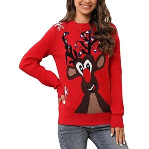 Sacrée coiffure – Rennes, guirlande – Pull Noël Femme