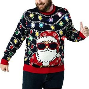 Santa trop cool – Père Noël, lunettes de soleil- Pull Noël Homme