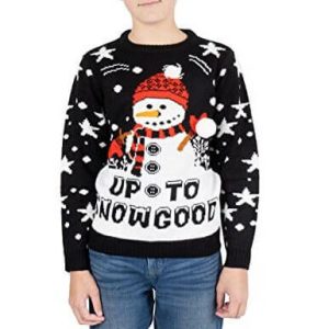 Snowman le blagueur- bonhomme de neige, « Up to snow good », noir- Pull de Noël Enfant / Bébé