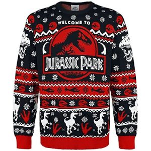 Soyez les Bienvenus – Dinosaures et Hélico – Pull de Noël Jurassic Park
