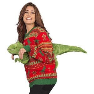 T-Rex – 3D – Pull de Noël pour Femme