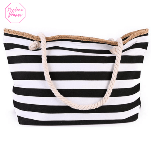 Grand sac de plage XXL en toile rayé
