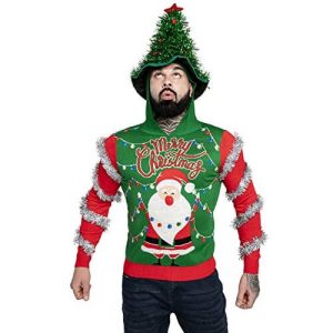 Tête de sapin – Pull guirlande, 3D- Pull Noël Homme