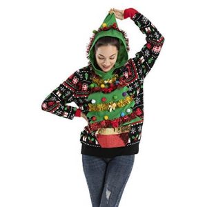 Totale Discrétion – Sapin et Guirlandes de Noël – Pull Moche