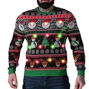 Tout Feu – Père-Noël, Bonhomme de Neige et Sapin – Pull de Noël LED