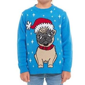 Tranche d&rsquo;Amour – Chien et Bonnet de Noël – Pull Noël Enfant