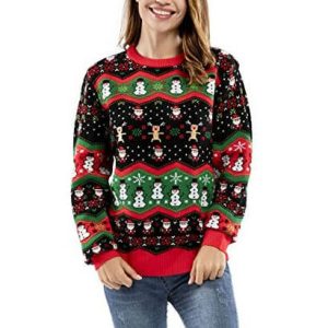 Vaguelettes – Bonhommes de Neige, Père-Noël et Rodolphe – Pull Noël Femme